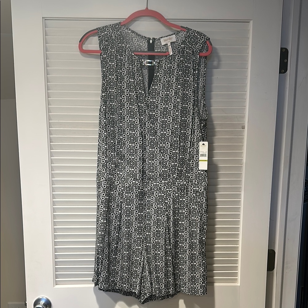 Black and White Patterned Women's Romper